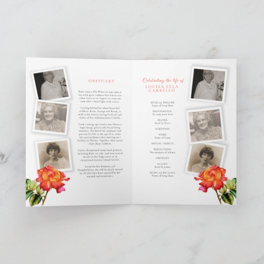 Programme de services funéraires photos de roses r (Intérieur)