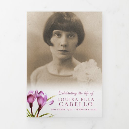 Programme de services funéraires violet crocus wat (Page de couverture)