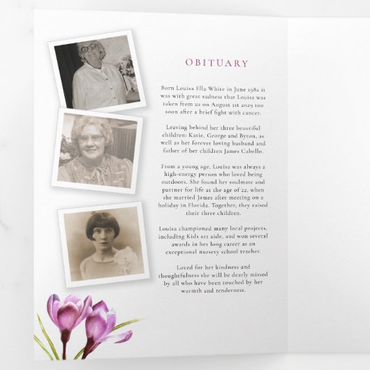 Programme de services funéraires violet crocus wat (Intérieur en premier)