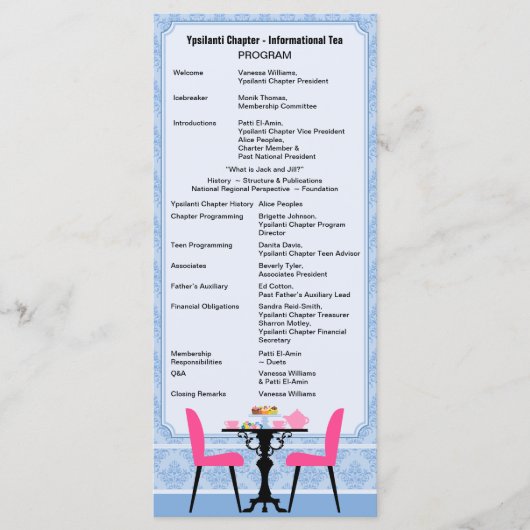 Programme de Tea Party personnalisé (Devant)