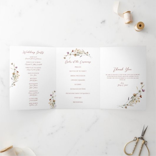 Programme de triple lettre Mariage fleur sauvage (Intérieur)