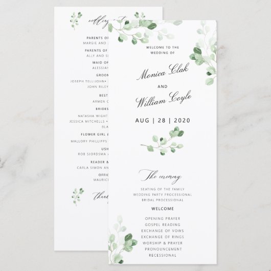 Programme de végétation botanique mariage (Devant / Derrière)