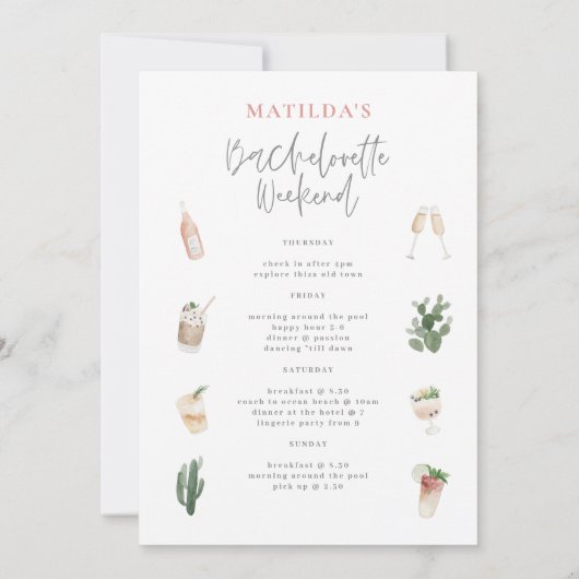 Programme de week-end de bachelorette avec boisson (Dos)