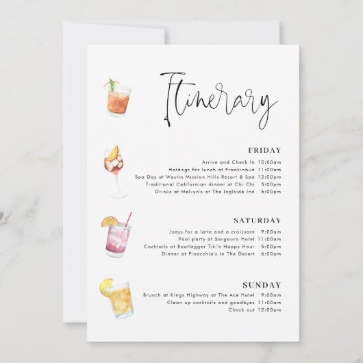 Programme de week-end de bachelorette de cocktail  (Dos)