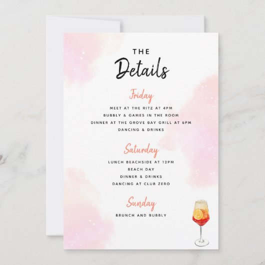 Programme de week-end de Fiançailles Boissons Cock (Dos)