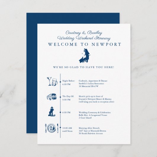 Programme de week-end de mariage à Newport RI (Devant / Derrière)