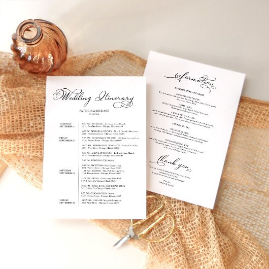 Programme de week-end de mariage sur 4 jours Écrit