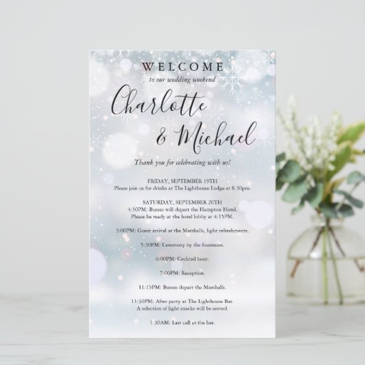 Programme de week-end Mariage de l'hiver Snowflake (Debout devant)