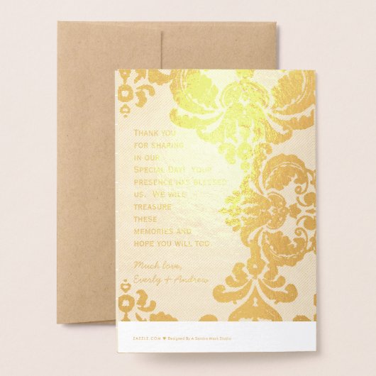 Programme d'ÉCHANTILLONNAGE Gold Foil Grand Damas (Derrière avec enveloppe)