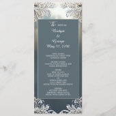 Programme déco art déco bleu poussiéreux mariage cadre (Devant)