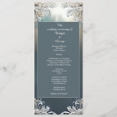 Programme déco art déco bleu poussiéreux mariage cadre (Dos)