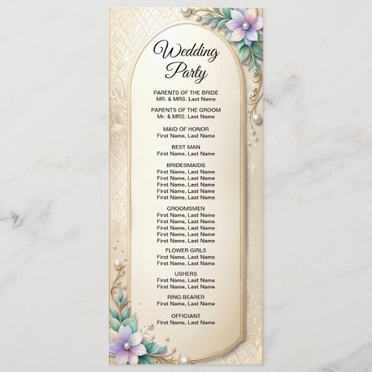 Programme Decorative Floral Frame with Pearls Wedding  (Dos)