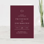 Programme Deep Burgundy Elegant Classic Wedding (Devant)