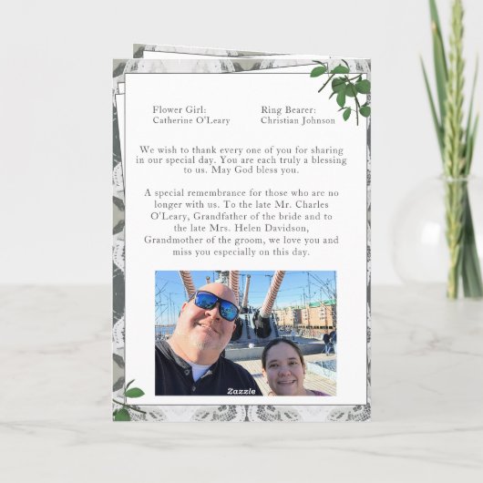 Programme Dentelle blanche et Messe nuptiale Rose des Feuill (Dos)