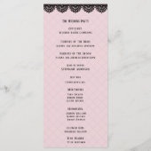 Programme Dentelle noire sur Soft Pink Mariage personnalisé (Dos)