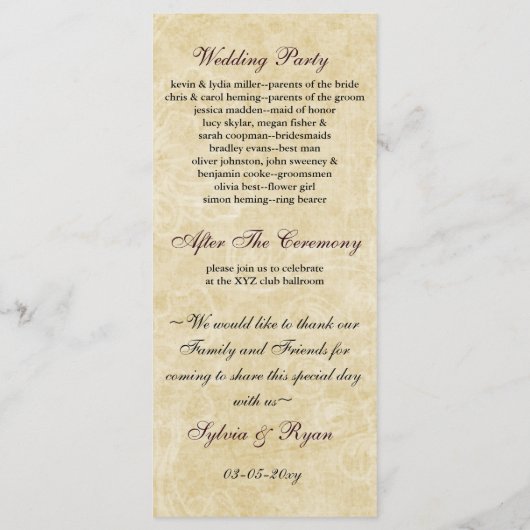 Programme Dentelle rustique enveloppé Mason Jar Mariage (Dos)