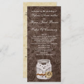 Programme Dentelle rustique enveloppé Mason Jar Mariage (Devant / Derrière)