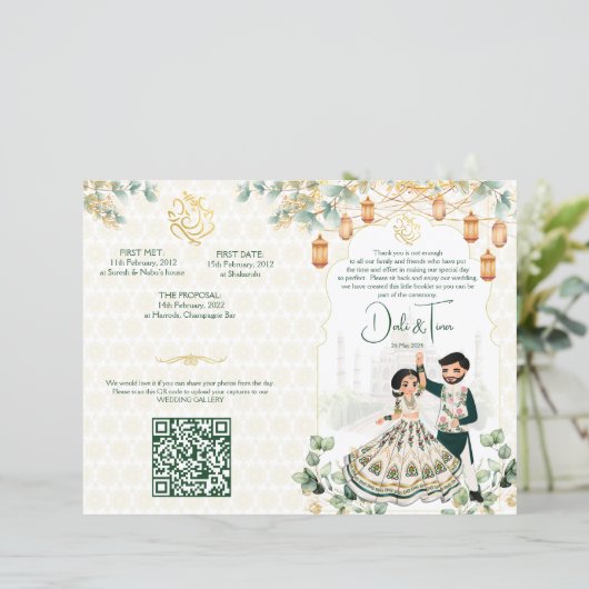 Programme des rituels mariages hindous en or vert (Debout devant)