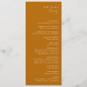 Programme Désert simple | Burnt Orange Wedding Program (Dos)