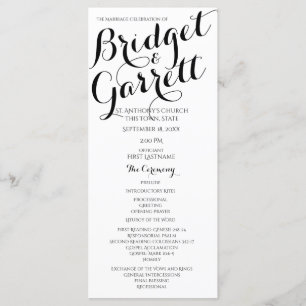 Programme Designer Text Black and White Wedding Program