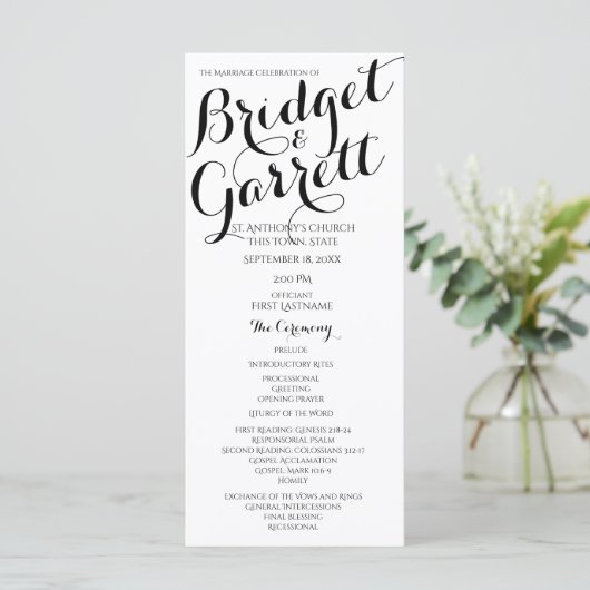 Programme Designer Text Black and White Wedding Program (Debout devant)
