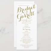 Programme Designer Text Gold et White Wedding Program (Devant / Derrière)