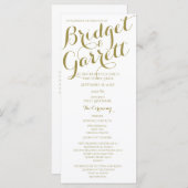 Programme Designer Text Gold et White Wedding Program (Devant / Derrière)