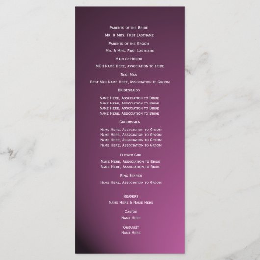 Programme Designer Text Purple Wedding Program (Dos)