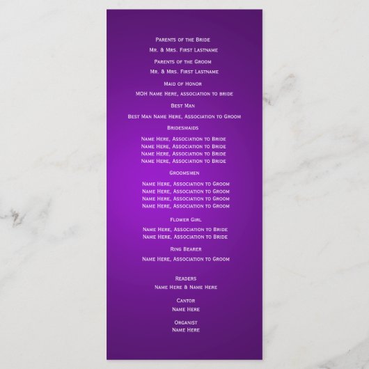 Programme Designer Text Purple Wedding Program (Dos)