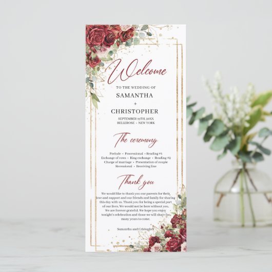 Programme d'eucalyptus des roses rouges profondes (Debout devant)