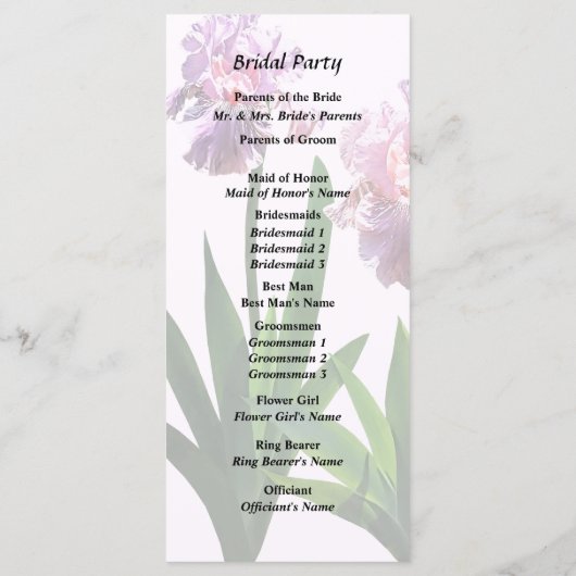 Programme Deux Iris roses (Dos)