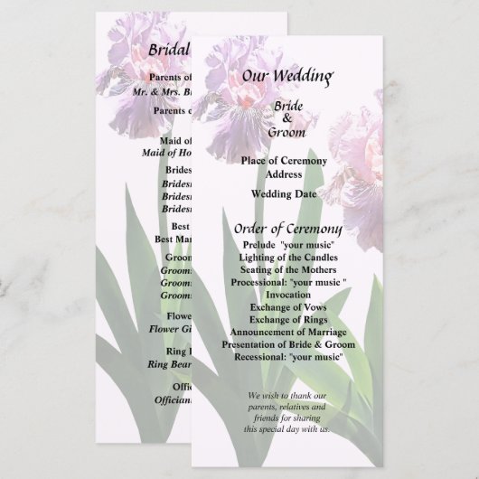 Programme Deux Iris roses (Devant / Derrière)