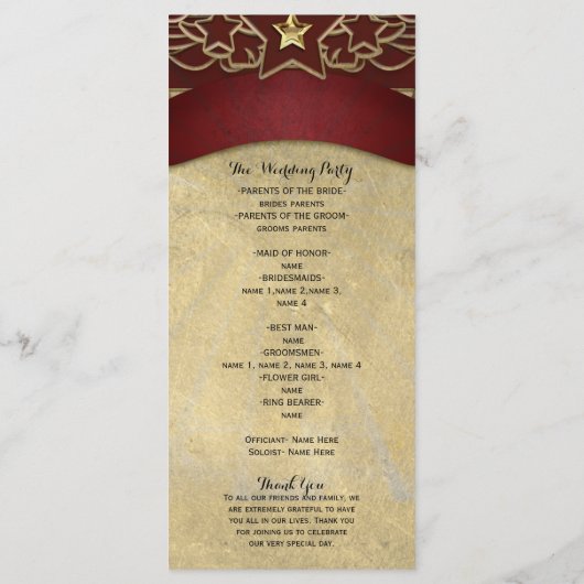 Programme d'événements de mariage de cirque de car (Dos)