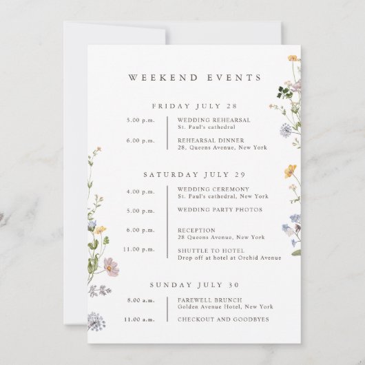 Programme d'événements de week-end Fleur sauvage d (Dos)