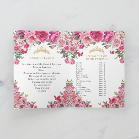 Programme d'événements d'église de Quinceañera Fuc (Intérieur)
