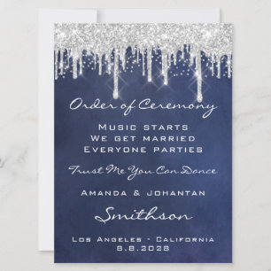 Programme d'événements mariages Blue Navy Silver B