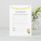 Programme Devine Que Bébé Alimentation Jeu Teddy Bear Card (Debout devant)