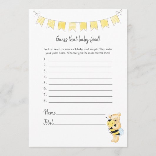 Programme Devine Que Bébé Alimentation Jeu Teddy Bear Card (Devant)