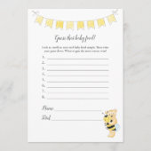 Programme Devine Que Bébé Food Game Girl Teddy Bear Card (Devant)