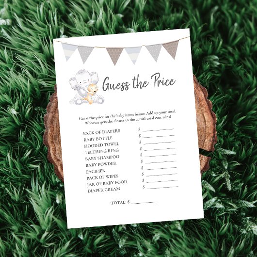 Programme Devinez Le Prix Jeu Moderne Baby Elephant Card