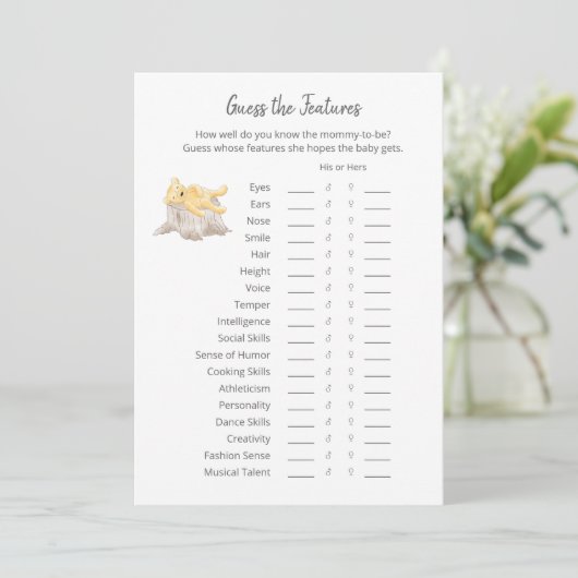 Programme Devinez Les Caractéristiques Jeu Teddy Bear Card (Debout devant)