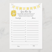 Programme Devinez Leur Age Jeu Girl Teddy Bear Card (Devant)