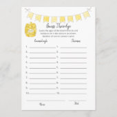 Programme Devinez Leur Age Jeu Teddy Bear Card (Devant)