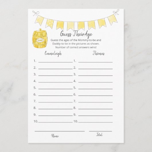 Programme Devinez Leur Age Jeu Teddy Bear Card (Devant)