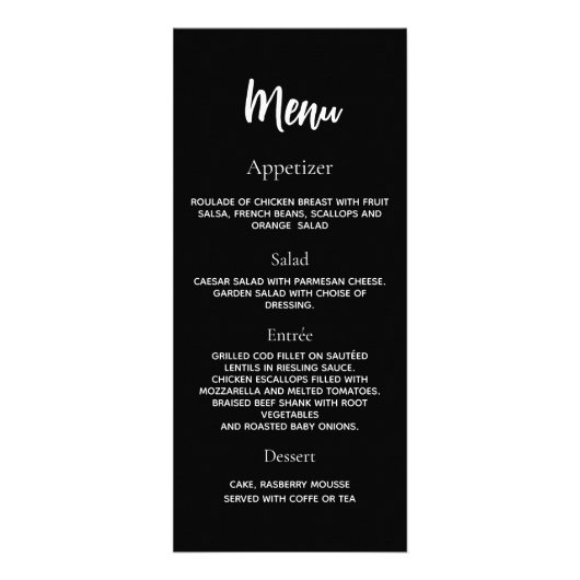 Programme dîner menu noir blanc (Dos)