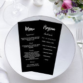 Programme dîner menu noir blanc