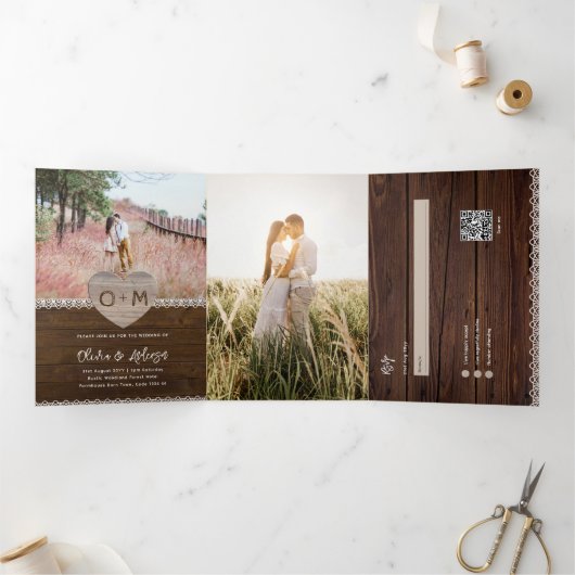 Programme d'invitation de mariage rustique Cartes (Intérieur)