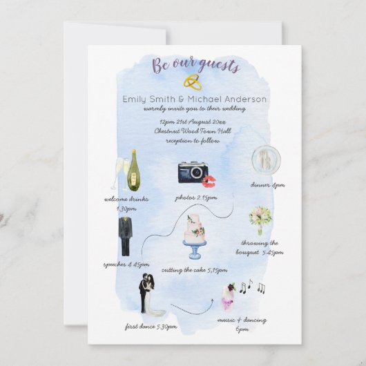 Programme d'invitation de Mariages illustrés (Devant)