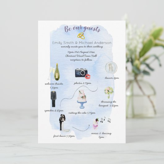 Programme d'invitation de Mariages illustrés (Debout devant)