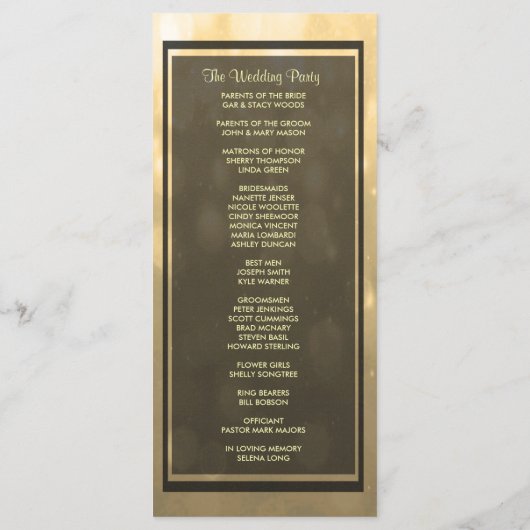 Programme d'invités Gold Bokeh Lights (Dos)